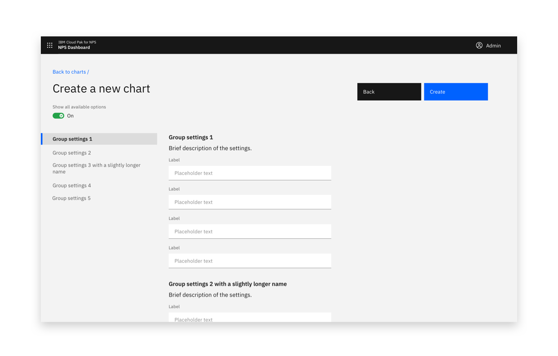 Example of a full-page creation flow